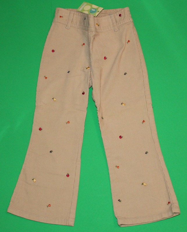 4 NWT Gymboree APPLE FOR THE TEACHER Vintage Khaki Fruit Corduroy PANTS Girls