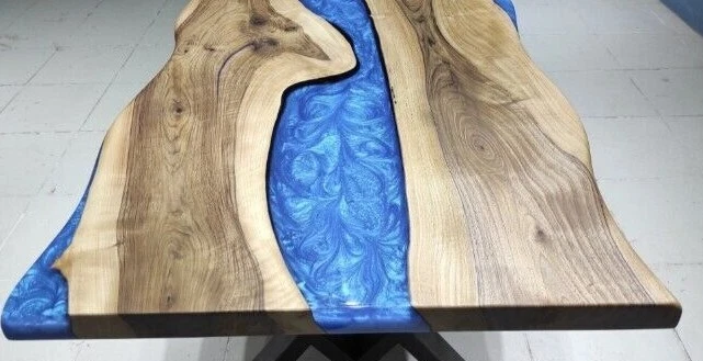 Epoxy Resin Table, Natural Wood Table, Handmade Dining Table, Live Edge Table. - Image 3 of 4