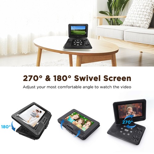 Portable 10.8" DVD Player 6 Hours Battery with 9" Large Swivel Screen SD/USB/TV - Picture 11 of 21