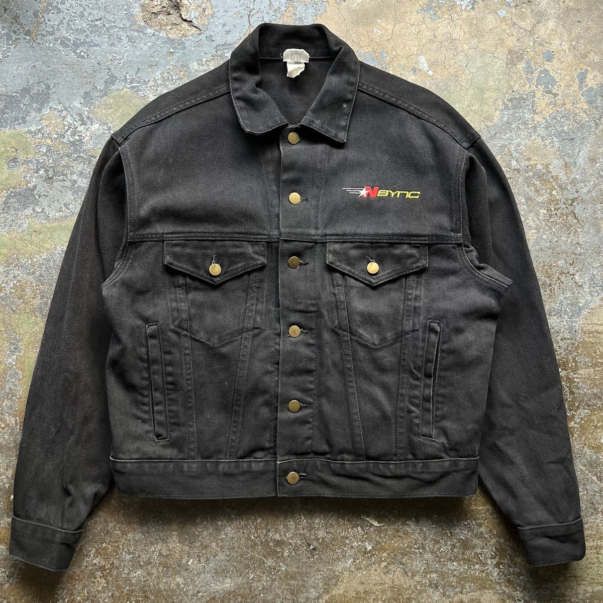 Vintage NSYNC Jean Jacket Large Black Denim Winterland Boy Band