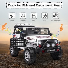 Electric 12V Battery Kids Ride On Car Toy Jeep USB Bluetooth Remote Control Whit