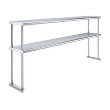 12 in. x 72 in. AmGood Stainless Steel Double Deck Over Shelf