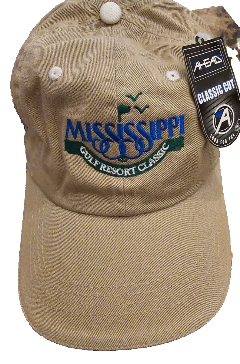 NEW Ahead Golf Hat Baseball Cap Mississippi Gulf Resort Classic MS Power  Tan NWT