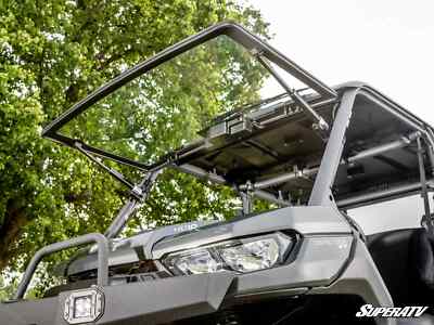 SuperATV MaxDrive Power Flip Power Glass Windshield Can Am Defender HD W Wiper