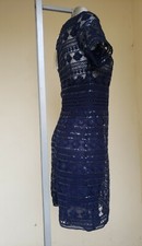 MICHAEL KORS MK DESIGNER 0 UK 6 EU 34 WOMENS NAVY LACE FLORAL SEQUIN MIDI DRESS