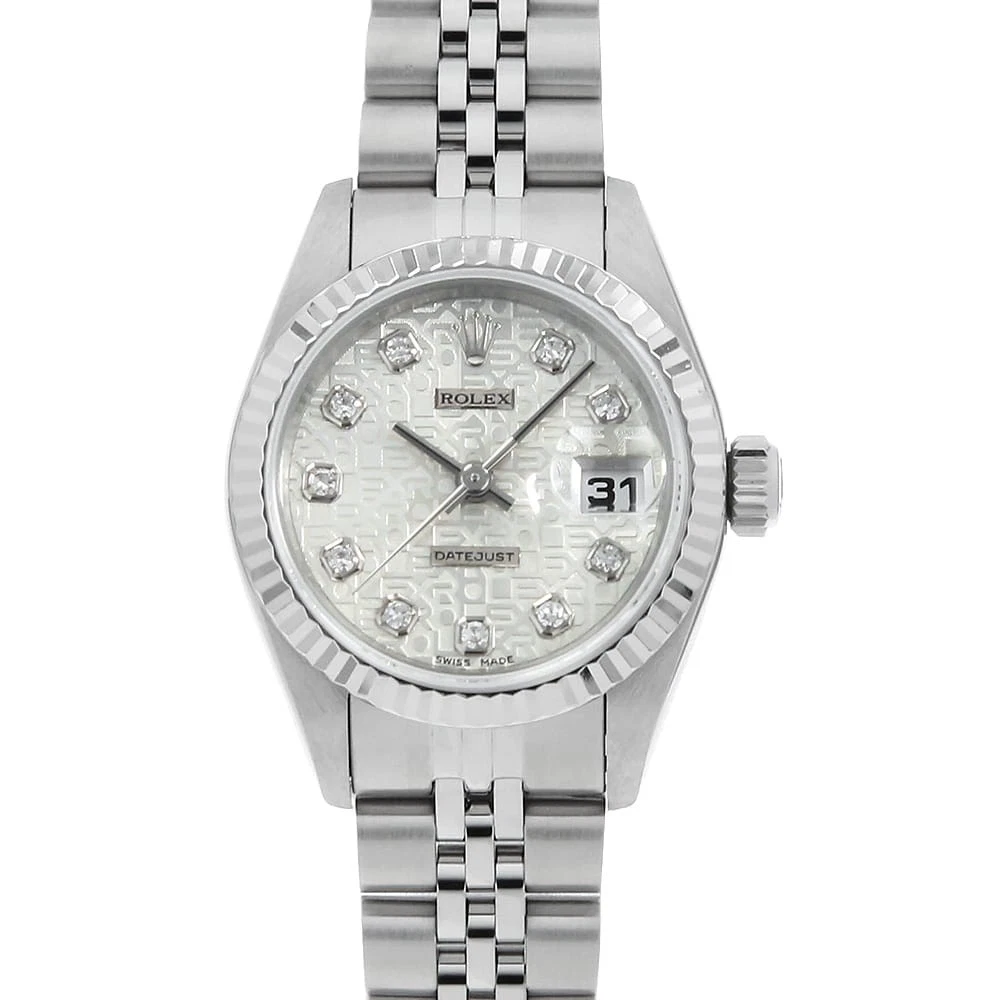 Rolex — ROLEX Datejust 10P Diamond 69174G Silver Carving computer U Number second ha...