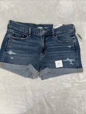 Old Navy WOMEN New Size 6 MID RISE BOYFRIEND SHORT Denim cuffed Zip-fly