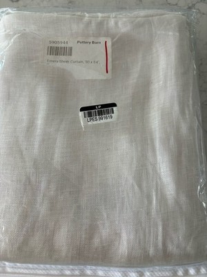 Pottery Barn Emery Linen Sheer Curtain Panel Ivory 50 x 84  NOS 2022 Rod Pocket