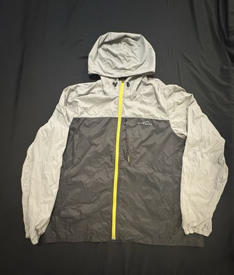 Eddie Bauer Windbreaker Jacket   Gray/Charcoal with Yellow Zipper Lightweight