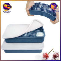 EiswüRfelbehäLter Silikon 2Er Set Mit Deckel Bpa-Frei 30 EiswüRfel 3X3 Cm Party