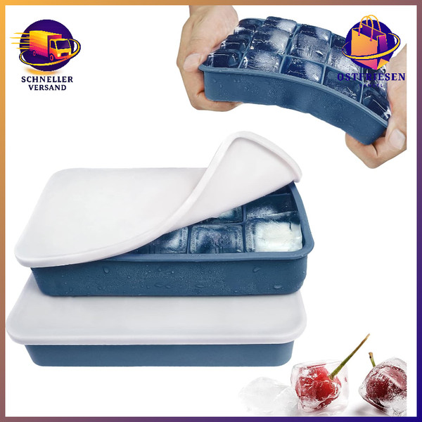 EiswüRfelbehäLter Silikon 2Er Set Mit Deckel Bpa-Frei 30 EiswüRfel 3X3 Cm Party-image