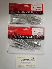 2 BAGS LUNKER CITY FIN-S MINNOW #10 S&P SILVER PHANTOM 4" PLASTIC FISHING LURES 