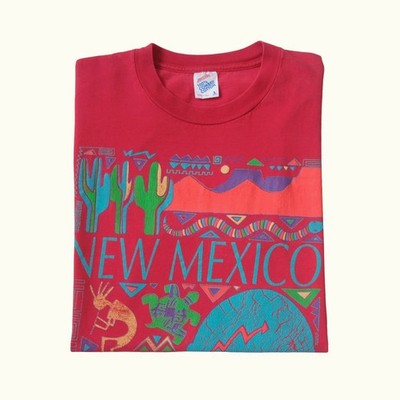 FRUIT OF THE LOOM USA MADE ART NEW MEXICO AZTEC WESTERN GRAPHIC RED T SHIRT L