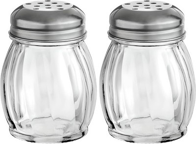 OCS Parts 2-Pack 3.5'' Glass Spice and Cheese Shakers with Perforated Lids