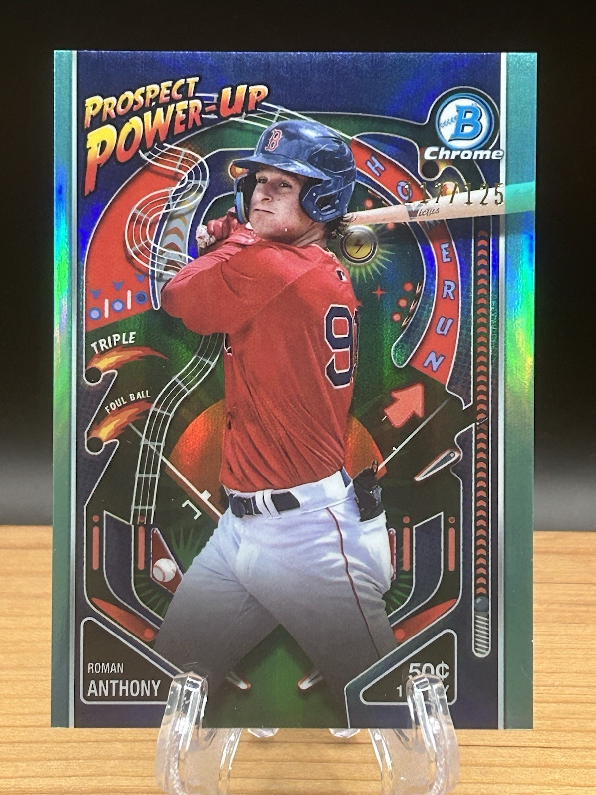 2024 Bowman Chrome Roman Anthony /125 Aqua Prospect Power Up Rookie Card