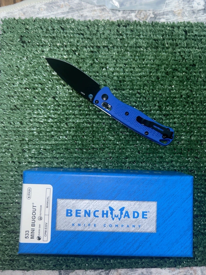 Navaja de bolsillo plegable ambidiestra Benchmade 533 Mini Bugout - azul Foto 2 de 2