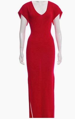 Roberto Cavalli Pink Silk Long Bodycon Dress IT46 V-Neck Fringe Open Back