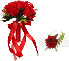 Wedding Bouquets for Bride with Rose Flower Wrist Artificial Flower Bridesmaid B