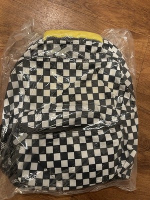 Black & White Checkered Backpack, Zip Closure, Medium Unisex, Pockets Strap