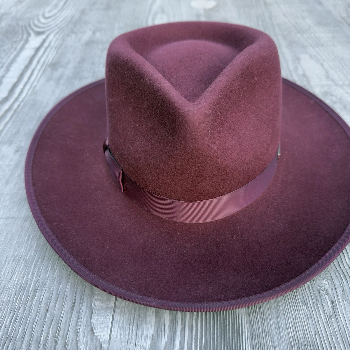 Hicks & Brown Womens 100% Wool Maroon Derby Fedora Hat Auld Stock Gamebird Fedora | Campbell main image 2