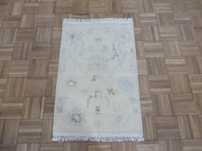 2 x 3 Hand Knotted Ivory Modern Oushak Oriental Rug G16374