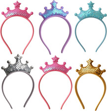 6Pcs Princess Tiara Crown Headband, Birthday Party Headbands for Women, Fairy Co