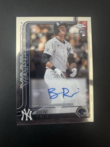 2025 Topps Chrome Ben Rice RC AUTO #RA-BR Rookie Autograph Yankees ON CARD