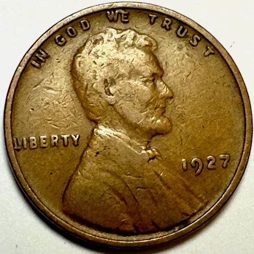 1927 Lincoln Cent Good (G) to FINE (F) Circulated Condition Copper Penny