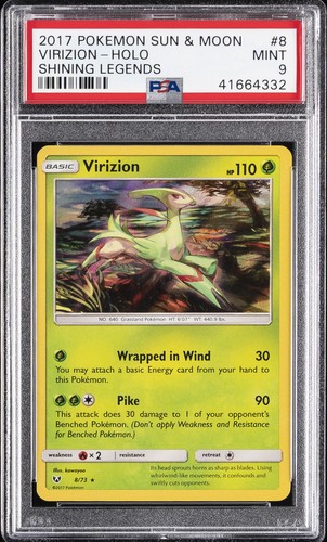 2017 POKEMON SUN & MOON SHINING LEGENDS #8 VIRIZION-HOLO PSA 9