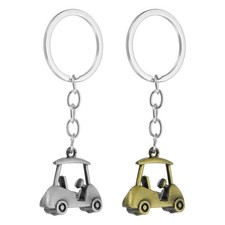 2 Pcs Golf Cart Keychain Mini Cute Golf Key Chain Sport Pendant Cyan/Deep Gray