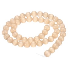 48pcs Champagne Cat's Eye Stone Beads 8mm Round Crystal Loose Bead