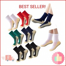 6 Pairs 4-12 Years Old Kids Soccer Grip Socks Anti Slip Athletic Socks Cushioned