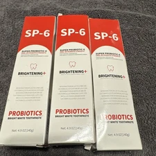 3pk Sp-6 Probiotic Toothpaste: Stain Removing, Whitening, Bad Breath, Halitosis 