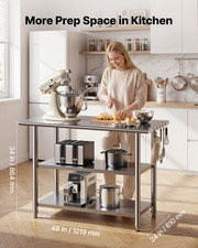 Stainless Steel Work Table 24x48in 2 Shelf Commercial Kitchen Prep Table