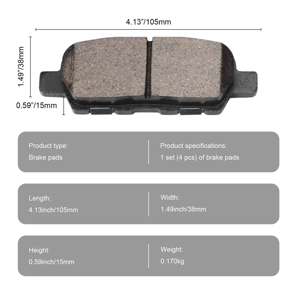 Front and Rear Ceramic Disc Brake Pads For 2014 - 2020 Nissan Rouge, Rogue Sport - Image 3 of 4