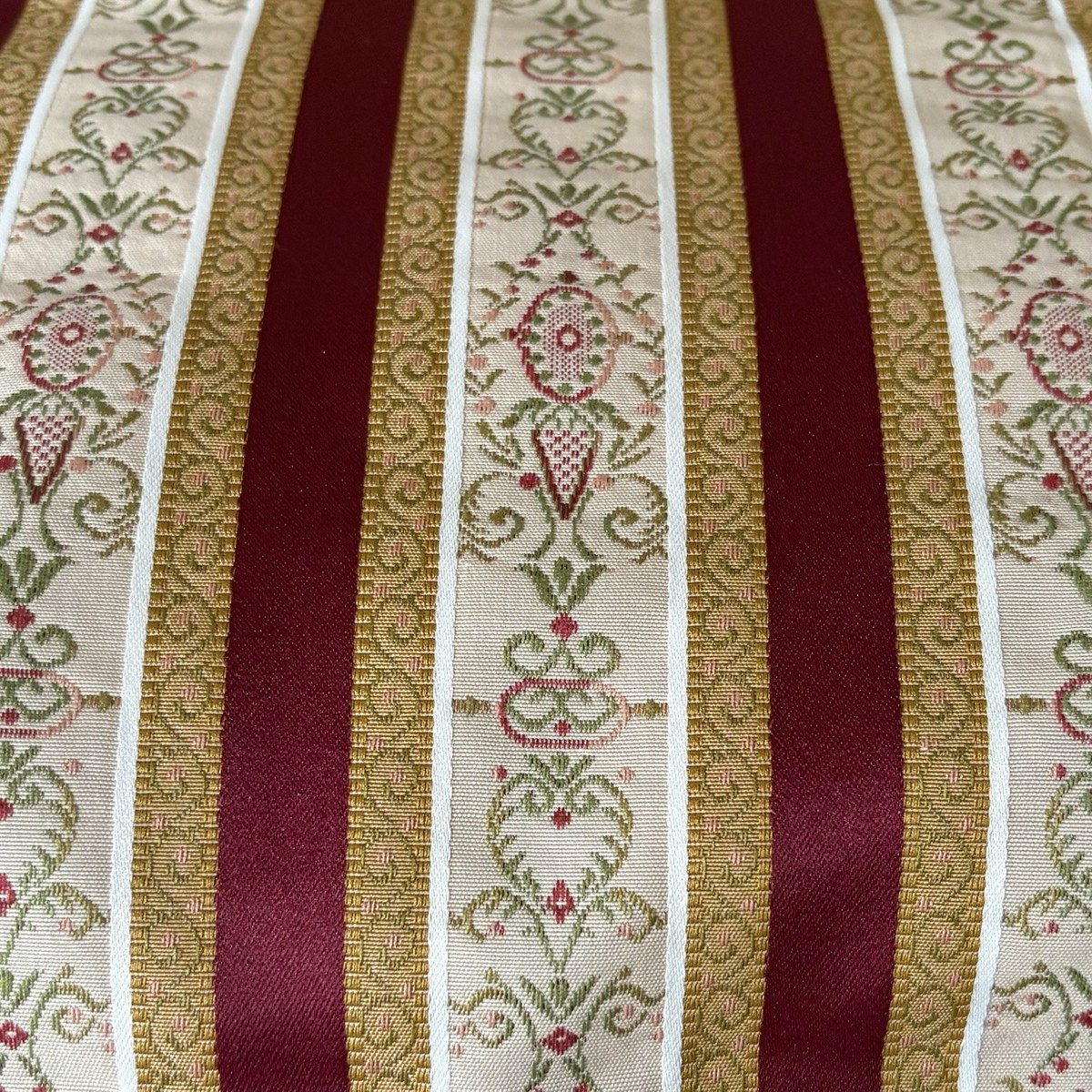 Vintage French Lisere Floral Stripe Brocade Jacquard Fabric #2