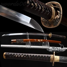 Hand Forged Japanese Samurai Katana Sword Flame Hamon T10 Steel Clay Tempered