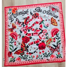 Gucci LAveugle Par Amour Silk Scarf Red Pink ...
