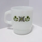 Vintage Fire-King Meadow Green Milk Glass Mug Produced by Anchor Hocking USA MCM