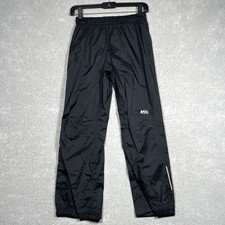 REI Co-Op Pants Kids Boys Medium 10-12 Black Rainwall Rain Waterproof Nylon