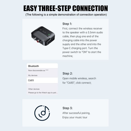 Wireless Bluetooth 5.3 Dongle for Audio Streaming, 3.5mm AUX to RCA USB Adapter - Afbeelding 19 van 24