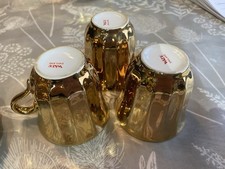 Gold Lustre Cup And Saucer Set Of 3 With Sugar Bowl And Jug By Wade