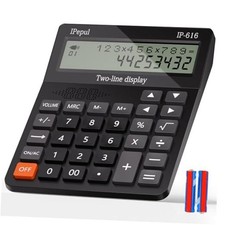 Calculators Desktop, Desk Calculator with Large 2 Line Display, Talking Black