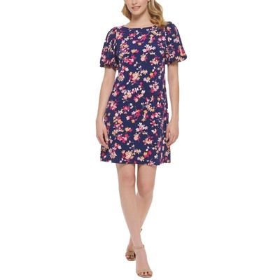 Jessica Howard Womens Blue Floral Mini Shift Dress Petites 10P BHFO 0011