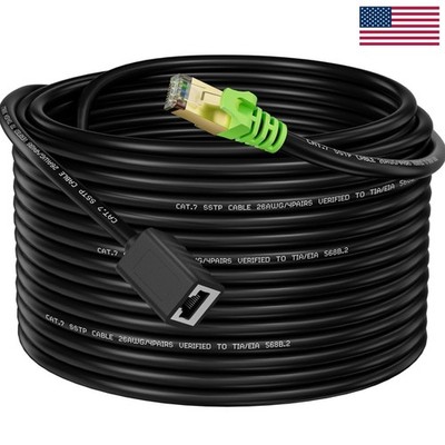High-Speed 1.5ft Ethernet Extension Cable Cat6a, Braided RJ45 Male to Female