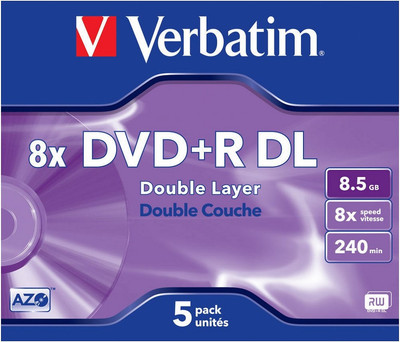 Verbatim DVD-Rohlinge DVD+R DL 8,5GB 8X 5er JC 5 Stück