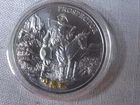 ONE TROY OZ SILVER ROUND W/3 GOLD NUGGETS PROSPECTOR AND MULE - .999 FINE SILVER
