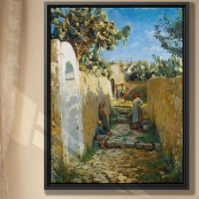 Rustic Pastoral Oil Painting Canvas Print Vintage Farmhouse Wall Art Decor