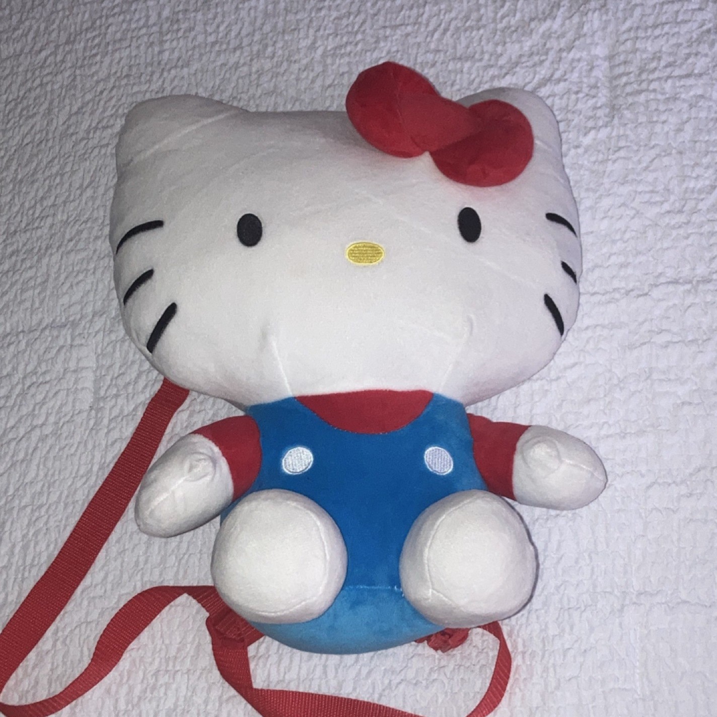 Hello Kitty Plush Kids Backpack Red Blue Cartoon Bow Shoulder Strap