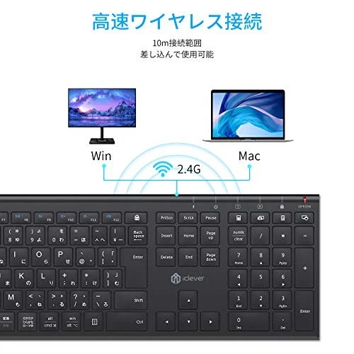iClever Keyboard Wireless Keyboard Mouse Set Japanese JIS Layout Quiet - Image 4 of 4